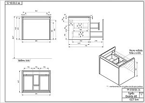 Мебель для ванной Cersanit GRANDE 60 со столешницей, бежевая зеленая для ванной в интернет-магазине Sanbest