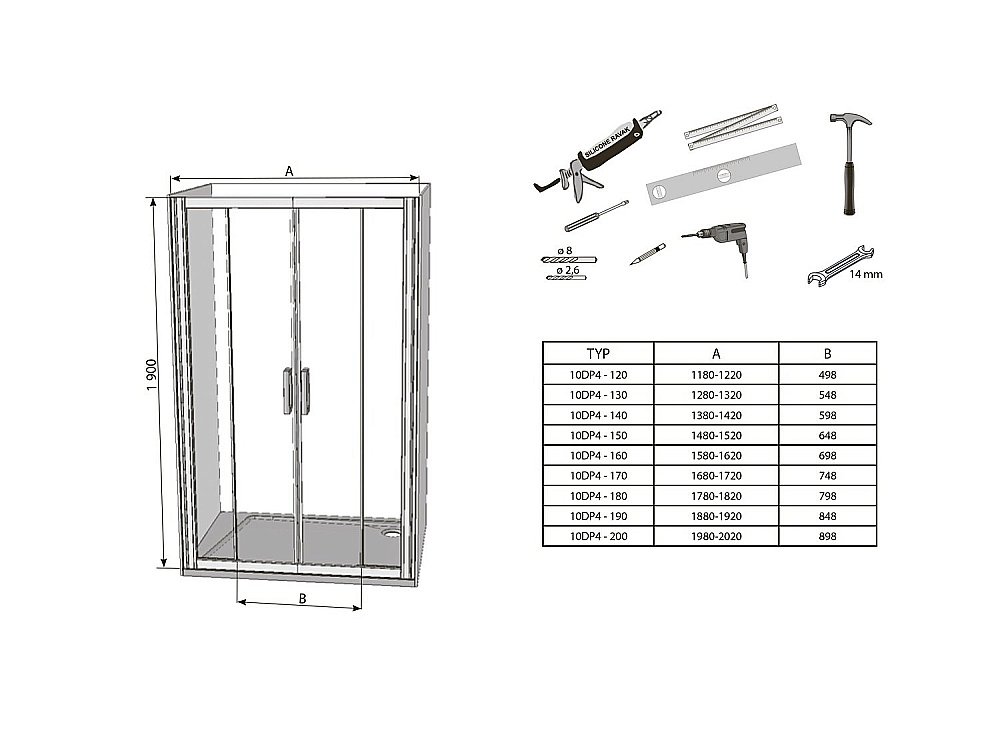 Душевая дверь Ravak 10° 10DP4-120 белый/Transparent купить в интернет-магазине Sanbest