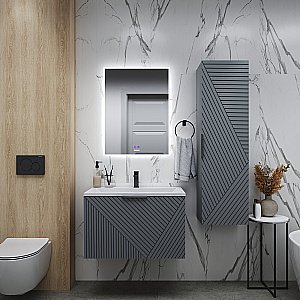 Тумба с раковиной подвесная Grossman БЛИСС 80 с 1 ящ, графит матовая для ванной в интернет-магазине Sanbest