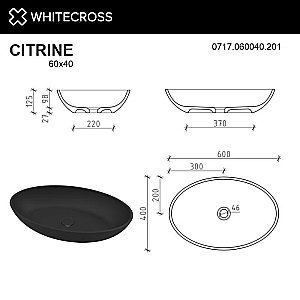 Раковина накладная WhiteCross Citrine 60 0717.060040.201 черная матовая купить в интернет-магазине Sanbest
