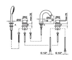 Смеситель на борт ванны Webert Elio EL850701345 купить в интернет-магазине сантехники Sanbest