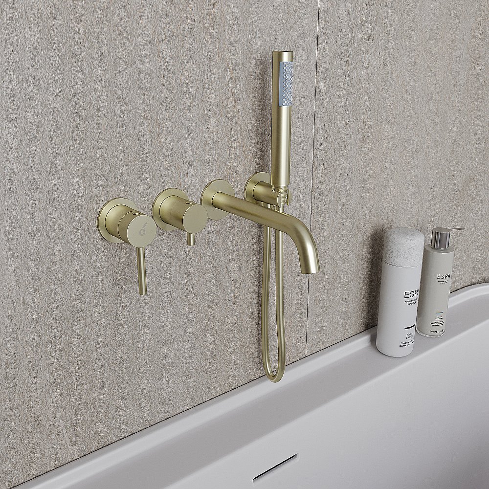 Смеитель для ванны Oliveeka Y OL-889017-BG золото матовое купить в интернет-магазине сантехники Sanbest