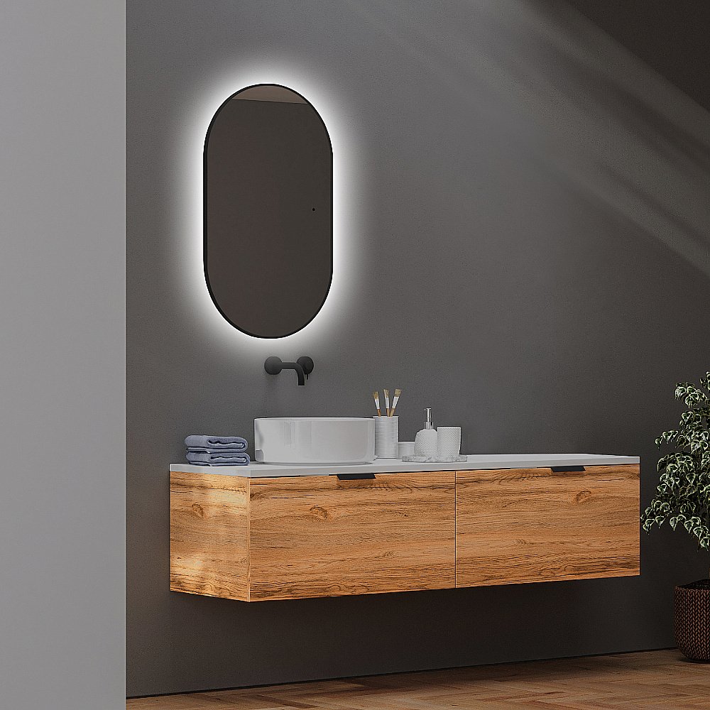 Зеркало ABBER Kontur AG6302SCB 55x105 черный в ванную от интернет-магазине сантехники Sanbest