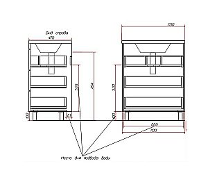 Тумба с раковиной Эстет Monaco 70 напольная 3 ящика белая для ванной в интернет-магазине Sanbest