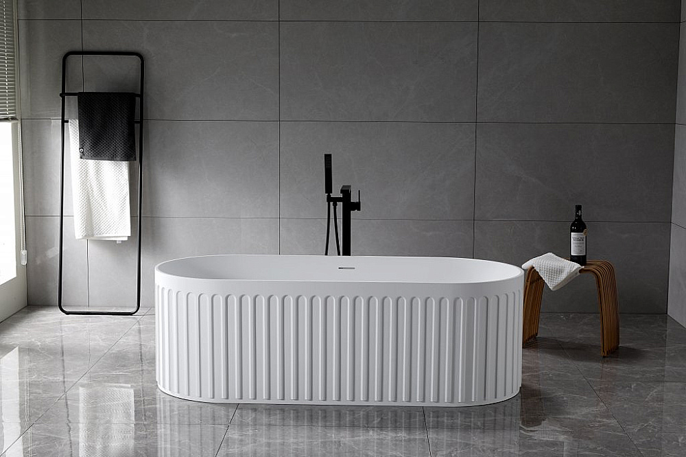 Ванна из искусственного камня BELBAGNO BB-BOHEME-170-75-55-SSB solid surface, белая купить в интернет-магазине Sanbest