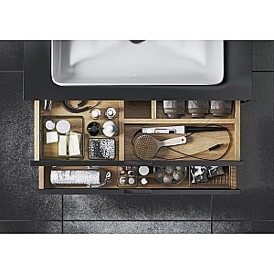 Тумба с раковиной Excellent TUTO MLEX.0104.600.BKBL 60 черный матовый/дуб для ванной в интернет-магазине Sanbest