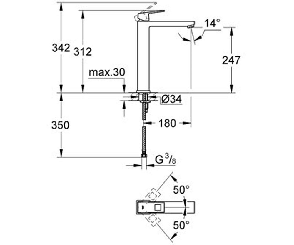 Смеситель для раковины Grohe Eurocube 23406000 купить в интернет-магазине сантехники Sanbest