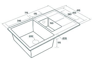 Мойка кухонная Paulmark Feste PM237850-WH Белая купить в интернет-магазине сантехники Sanbest