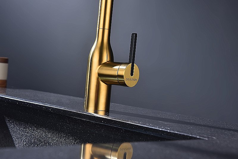 Смеситель для кухни Paulmark Magneto One Ma213188-BG брашированное золото купить в интернет-магазине сантехники Sanbest