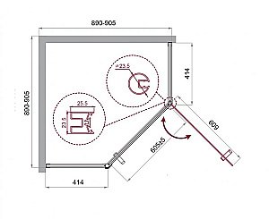 Душевой уголок BelBagno UNO-195-P-1-90-C-NERO 90х90 стекло прозрачное/профиль черный купить в интернет-магазине Sanbest
