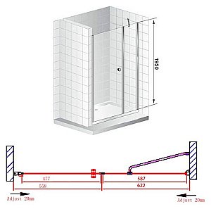 Душевая дверь Cezares ELENA-W-B-11-60+60-P-Cr купить в интернет-магазине Sanbest
