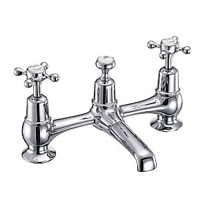 Смеситель для раковины Burlington Bridge CL10-QT хром/ручки белые купить в интернет-магазине сантехники Sanbest