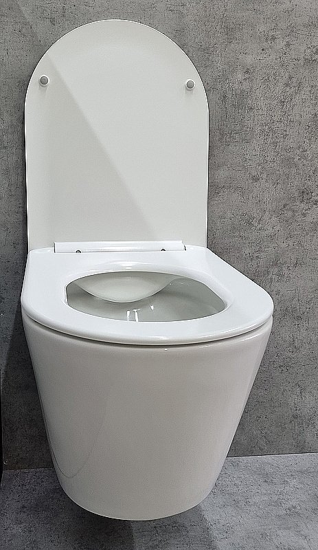 Унитаз подвесной CeramaLux TR5178 белый, безободковый, с крышкой микролифт, слив торнадо купить в интернет-магазине Sanbest