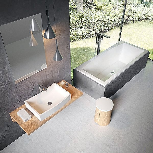 Столешница с раковиной Ravak L 80x55x5 дуб для ванной в интернет-магазине сантехники Sanbest