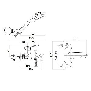 Смеситель для ванны Webert Sax Evolution SE850101560 чёрный матовый купить в интернет-магазине сантехники Sanbest