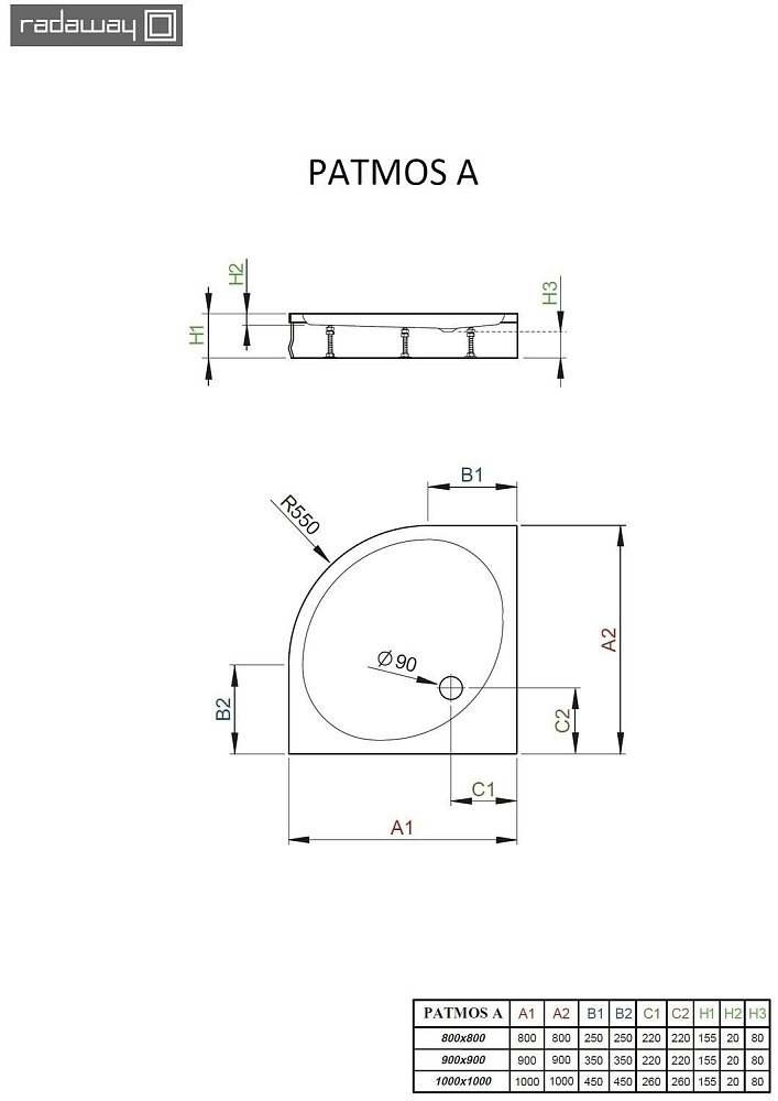 Душевой поддон Radaway Patmos A 100х100 купить в интернет-магазине Sanbest