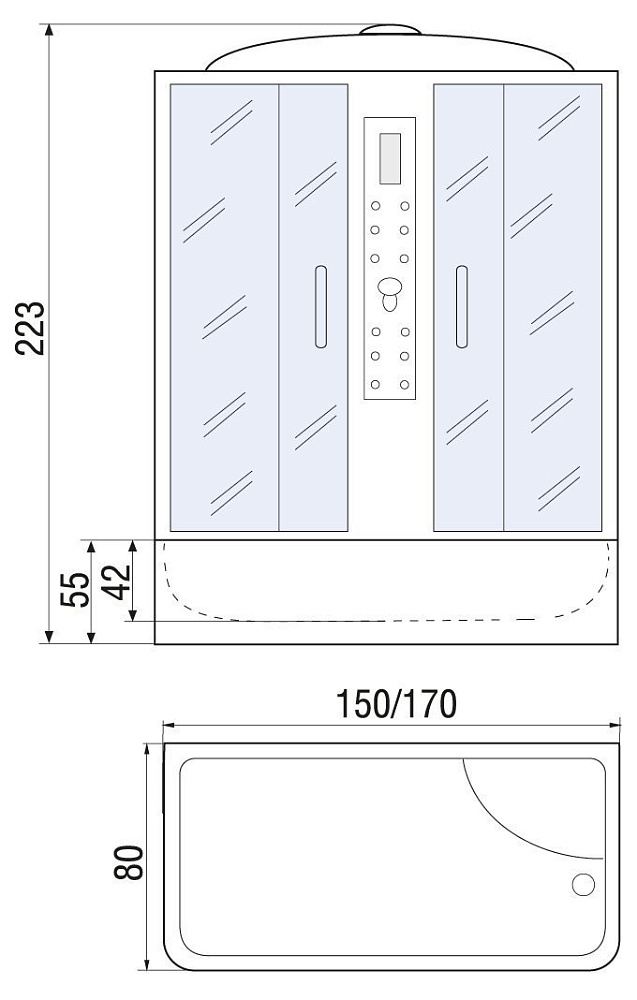 Душевой бокс River Dunay 55 170x80 ТН стекло тонированное купить в интернет-магазине Sanbest