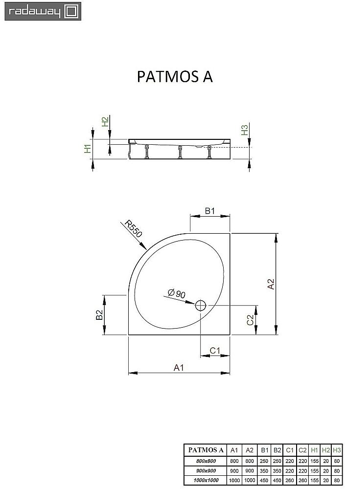 Душевой поддон Radaway Patmos A 4S11155-03 100х100 белый купить в интернет-магазине Sanbest