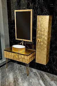 Консоль с раковиной и столешницей Armadi Art LUCIDO 80 поталь для ванной в интернет-магазине сантехники Sanbest