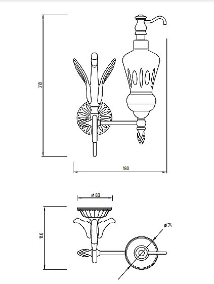 Диспенсер Migliore LUXOR 26121 хрусталь/золото купить в интернет-магазине сантехники Sanbest