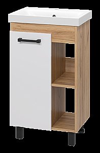 Тумба с раковиной Misty Крафт - 50 П-Кра-07050-011 белый/светлое дерево для ванной в интернет-магазине Sanbest