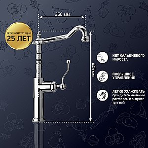 Смеситель для кухни PAINI Duomo 88CR572LLKM хром купить в интернет-магазине сантехники Sanbest