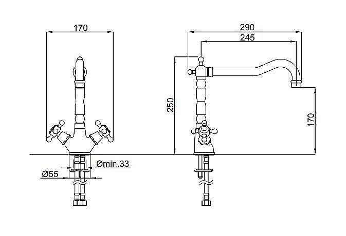 Смеситель для кухни Migliore Cucina Revival 18285 золото купить в интернет-магазине сантехники Sanbest