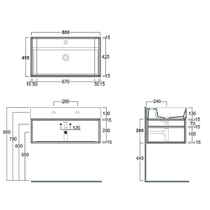 Консоль с раковиной Simas AGILE 80 для ванной в интернет-магазине сантехники Sanbest