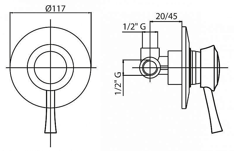 Смеситель для душа Cezares GIUBILEO-DIM-03-24-золото купить в интернет-магазине сантехники Sanbest