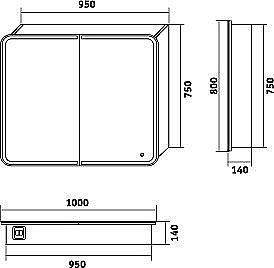 Зеркальный шкаф Grossman Адель 2010004 100 белый купить в интернет-магазине сантехники Sanbest