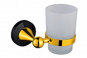 Стакан для зубных щеток CeramaLux Luxury 57502 черный матовый/золото купить в интернет-магазине сантехники Sanbest