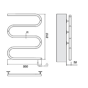 Полотенцесушитель электрический Domoterm Е-образный DMT 103-25 50x81 EK хром купить в интернет-магазине сантехники Sanbest