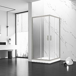 Душевой уголок Veconi Rovigo RV83-100-01-C5 100х100 стекло прозрачное/профиль Брашированный никель купить в интернет-магазине Sanbest