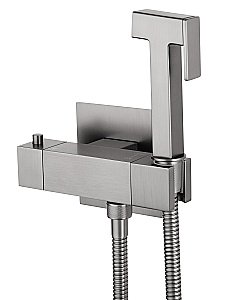 Смеситель с гигиеническим душем и термостатом встраиваемый WONZON & WOGHAND, Темный графит (WW-88819903-BGM) купить в интернет-магазине сантехники Sanbest