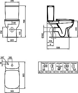 Унитаз напольный Ideal Standard Esedra T283401 с бачком T282801 белый купить в интернет-магазине Sanbest