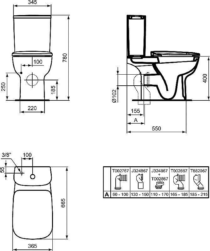 Унитаз напольный Ideal Standard Esedra T283401 с бачком T282801 белый купить в интернет-магазине Sanbest