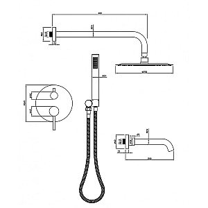 Душевая система Milacio Ultra MCU.150.MB черная матовая купить в интернет-магазине сантехники Sanbest