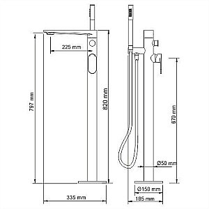 Смеситель для ванны WasserKRAFT Elbe 7421 купить в интернет-магазине сантехники Sanbest