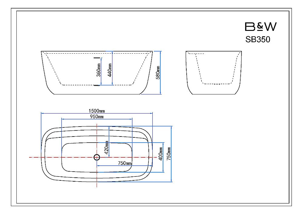 Ванна Black&White Swan 150х75 SB350 белая купить в интернет-магазине Sanbest