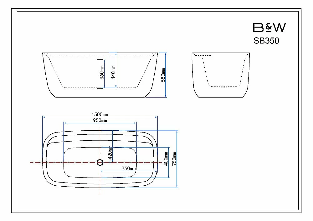 Ванна Black&White Swan 150х75 SB350 белая купить в интернет-магазине Sanbest