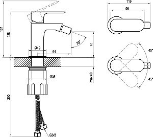 Смеситель для биде Ravak Eleganta X070369 розовое золото купить в интернет-магазине сантехники Sanbest
