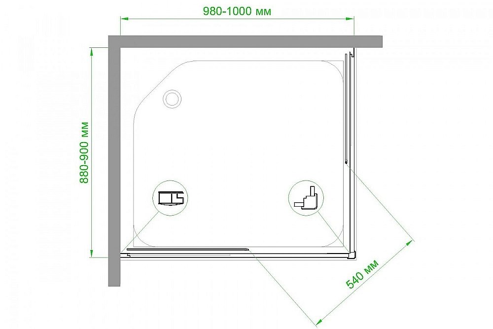 Душевой уголок Royal Bath RB9100HPD-T-CH 100х90 прозрачный купить в интернет-магазине Sanbest