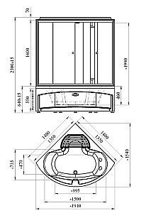 Душевой бокс Радомир Даниэла 140х140 без крыши, стекло прозрачное/профиль белый купить в интернет-магазине Sanbest