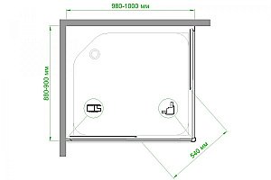 Душевой уголок Royal Bath RB9100HPD-T-CH 100х90 прозрачный купить в интернет-магазине Sanbest