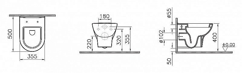 Унитаз подвесной Vitra Zentrum 9012B003-7206 с инсталляцией, с крышкой микролифт купить в интернет-магазине Sanbest