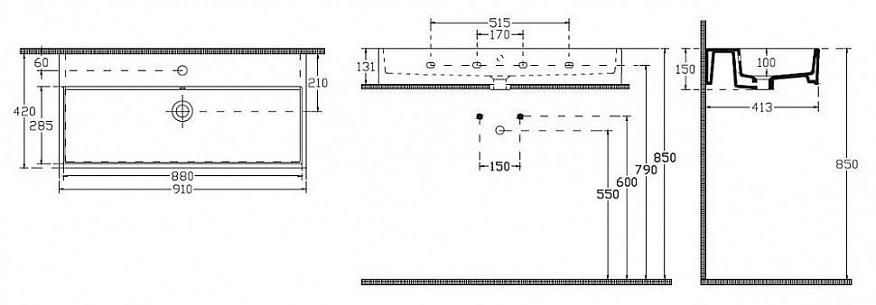 Раковина ISVEA Purita 90 10PL50090SV белая купить в интернет-магазине Sanbest