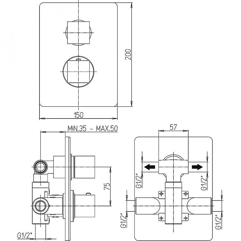 Смеситель для ванны PAINI Grazia 21CRSET26911THBATH хром купить в интернет-магазине сантехники Sanbest