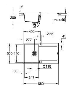 Мойка для кухни Grohe K500 Composite 31644AT0 купить в интернет-магазине сантехники Sanbest