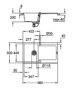 Мойка для кухни Grohe K500 Composite 31644AT0 купить в интернет-магазине сантехники Sanbest