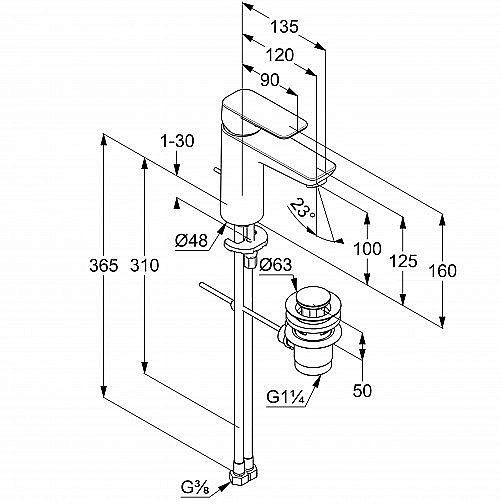 Смеситель для раковины Kludi Pure&Style 402903975 черный купить в интернет-магазине сантехники Sanbest